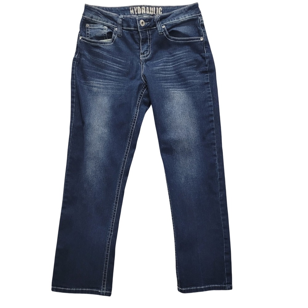 Hydraulic Womens Jeans Dark Wash Embellished Pockets Straight Leg Size 10P